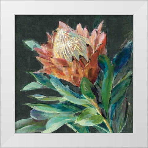 Deep Protea Crop White Modern Wood Framed Art Print by Nai, Danhui