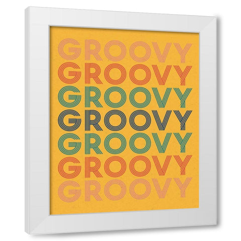 Retro Words I Bright White Modern Wood Framed Art Print by Wild Apple Portfolio