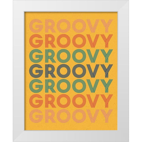 Retro Words I Bright White Modern Wood Framed Art Print by Wild Apple Portfolio