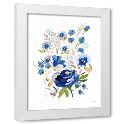True Blue I White Modern Wood Framed Art Print by Davis, Joan E.