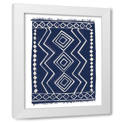 Navy Berber Rug II White Modern Wood Framed Art Print by Panganiban, Karyn