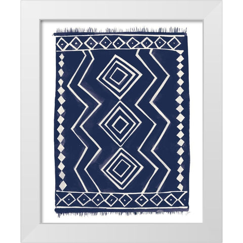 Navy Berber Rug II White Modern Wood Framed Art Print by Panganiban, Karyn