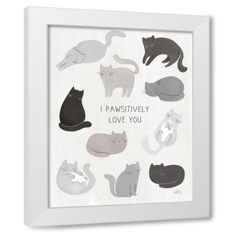 I Pawsitively Love You White Modern Wood Framed Art Print by Marshall, Laura