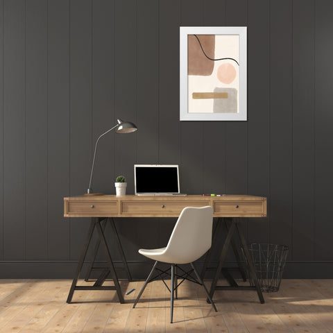 Geo Abstract I Neutral Pink White Modern Wood Framed Art Print by Thorns, Becky