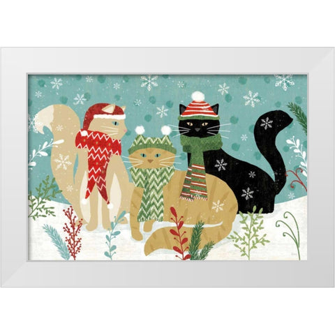 Purrfect Holiday I White Modern Wood Framed Art Print by Charron, Veronique