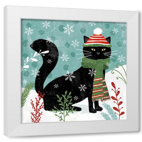 Purrfect Holiday II White Modern Wood Framed Art Print by Charron, Veronique