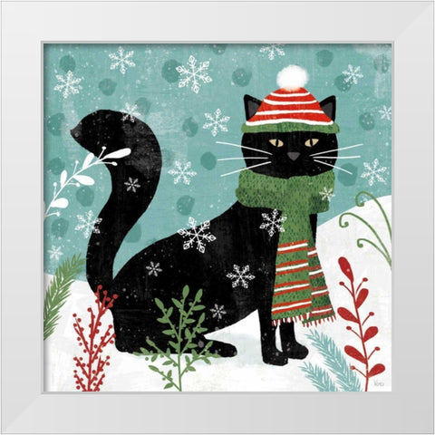 Purrfect Holiday II White Modern Wood Framed Art Print by Charron, Veronique