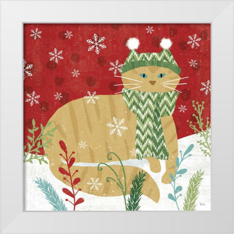 Purrfect Holiday III White Modern Wood Framed Art Print by Charron, Veronique