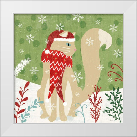 Purrfect Holiday IV White Modern Wood Framed Art Print by Charron, Veronique