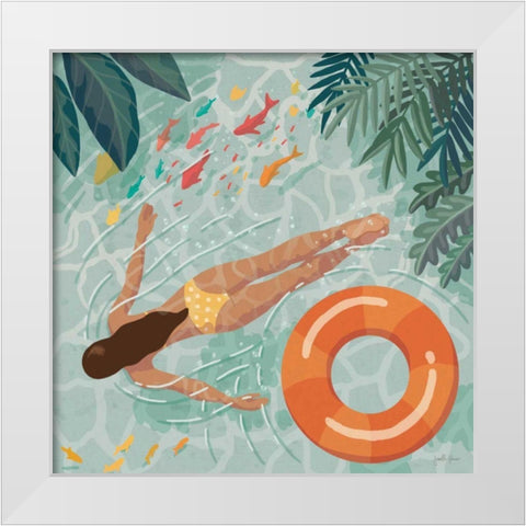 Beach Babes IV White Modern Wood Framed Art Print by Penner, Janelle