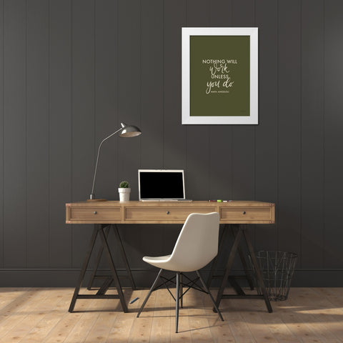 Words of Wisdom II Green Crop White Modern Wood Framed Art Print by Thorns, Becky