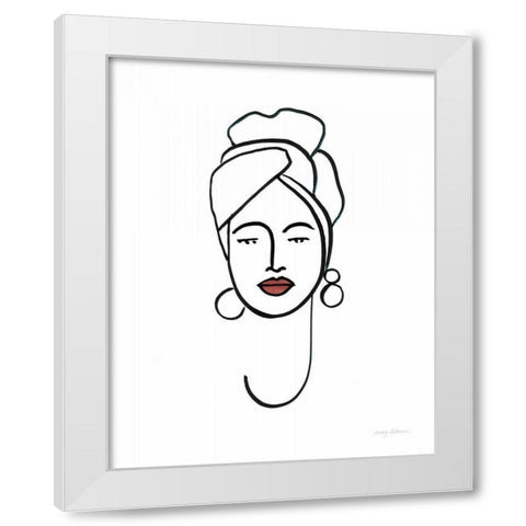 Beauty II Coral Lips White Modern Wood Framed Art Print by Tillmon, Avery