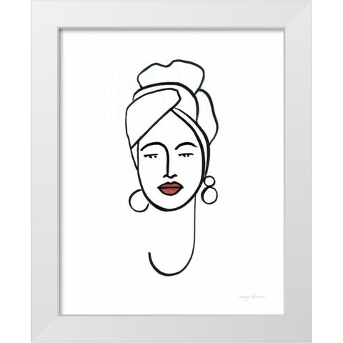 Beauty II Coral Lips White Modern Wood Framed Art Print by Tillmon, Avery