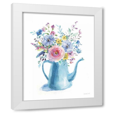 Farmstand Flowers White Modern Wood Framed Art Print by Nai, Danhui