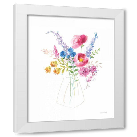 Semi Abstract Floral White Modern Wood Framed Art Print by Nai, Danhui
