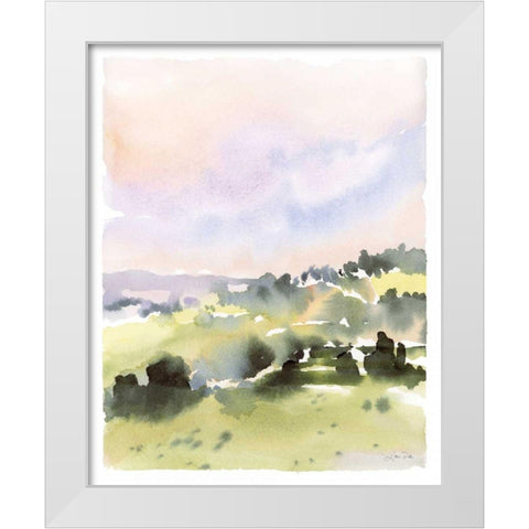 Spring Hills II White Modern Wood Framed Art Print by Pete, Katrina