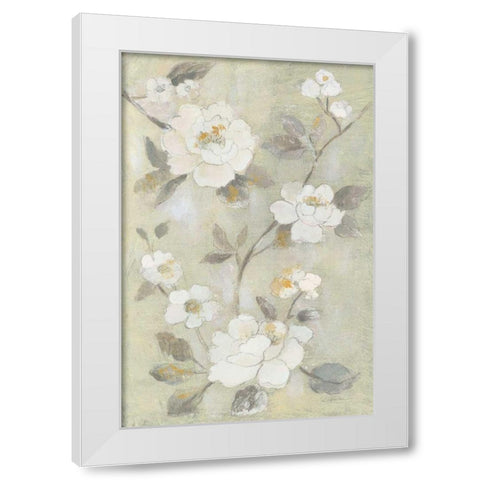 Romantic Spring Flowers I White White Modern Wood Framed Art Print by Vassileva, Silvia