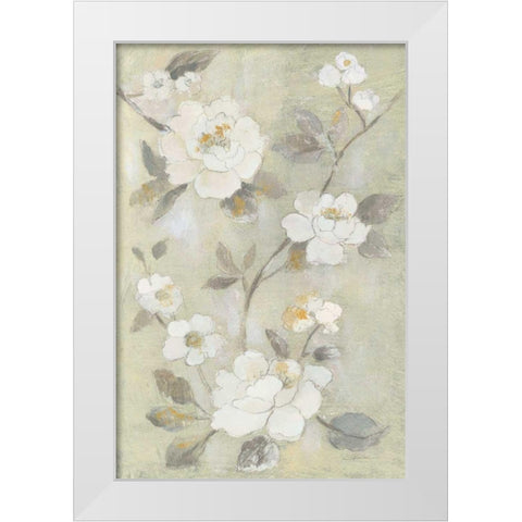 Romantic Spring Flowers I White White Modern Wood Framed Art Print by Vassileva, Silvia