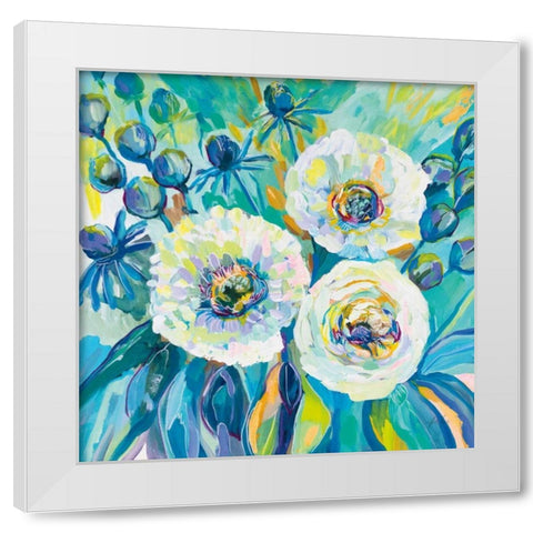 Floral Elation White Modern Wood Framed Art Print by Vertentes, Jeanette