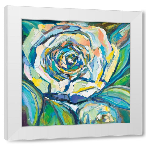 Rose White Modern Wood Framed Art Print by Vertentes, Jeanette