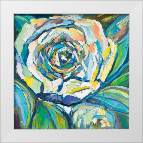 Rose White Modern Wood Framed Art Print by Vertentes, Jeanette
