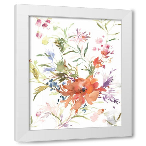 Breezy Florals IV White Modern Wood Framed Art Print by Nai, Danhui