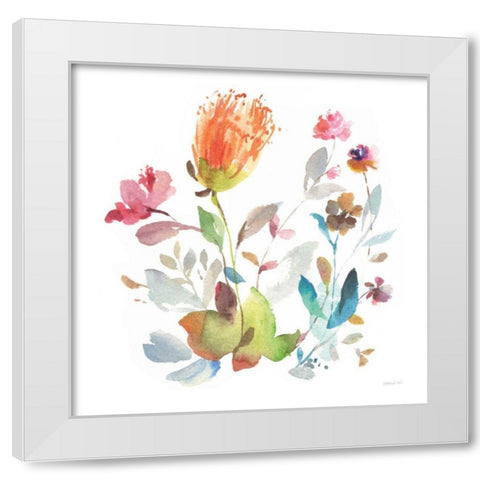 Circle Full of Flowers I White Modern Wood Framed Art Print by Nai, Danhui