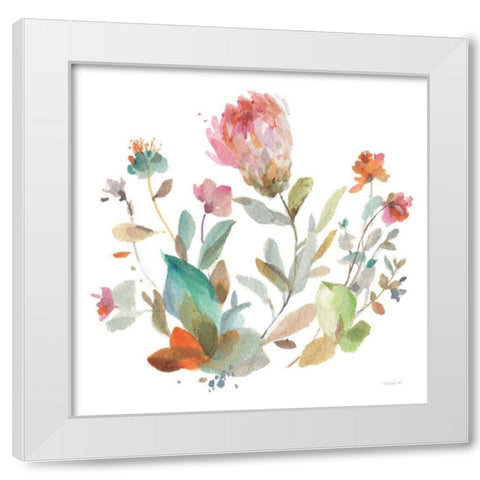 Circle Full of Flowers II White Modern Wood Framed Art Print by Nai, Danhui