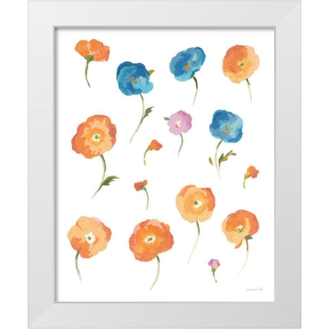 Retro Flowers II White Modern Wood Framed Art Print by Nai, Danhui