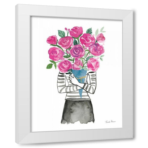Roses are Pink White Modern Wood Framed Art Print by Zaman, Farida