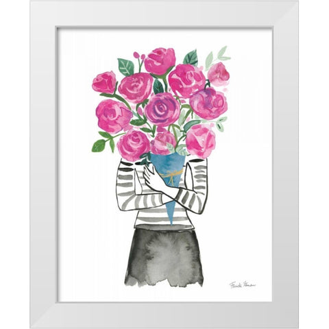 Roses are Pink White Modern Wood Framed Art Print by Zaman, Farida