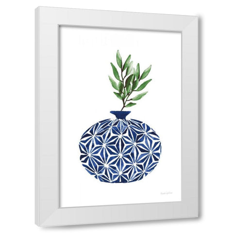Cobalt Geometric Vases IV White Modern Wood Framed Art Print by Charro, Mercedes Lopez