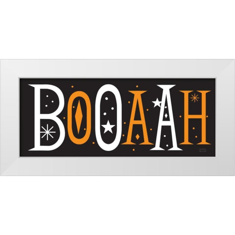 Festive Fright Booaah White Modern Wood Framed Art Print by Mullan, Michael