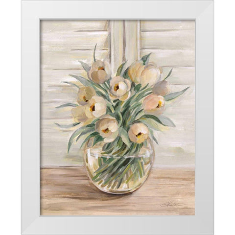 Blush Floral Bouquet White Modern Wood Framed Art Print by Vassileva, Silvia