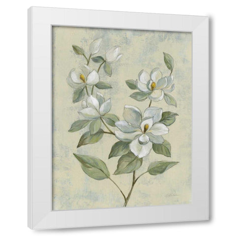 Sage Magnolia White Modern Wood Framed Art Print by Vassileva, Silvia