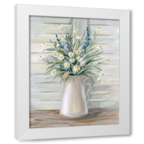 Cottage Windowsill White Modern Wood Framed Art Print by Vassileva, Silvia