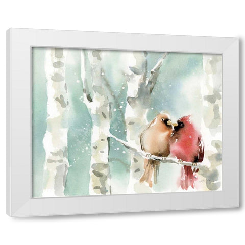 Christmas Cardinals White Modern Wood Framed Art Print by Pete, Katrina