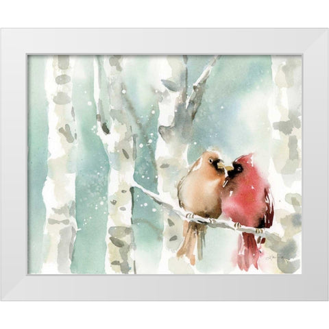 Christmas Cardinals White Modern Wood Framed Art Print by Pete, Katrina