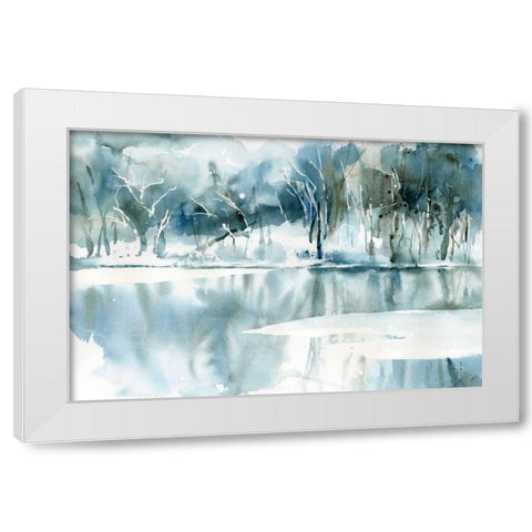 Blue Reflections White Modern Wood Framed Art Print by Pete, Katrina