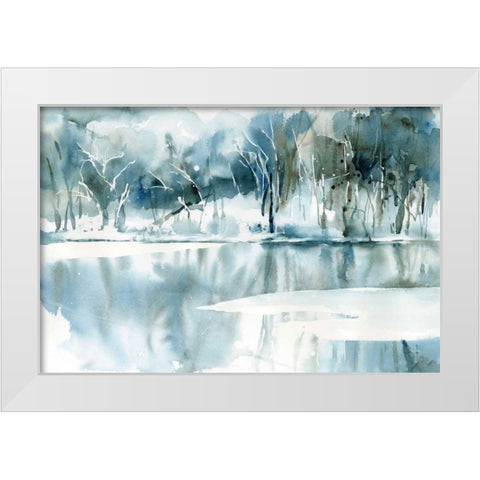 Blue Reflections White Modern Wood Framed Art Print by Pete, Katrina
