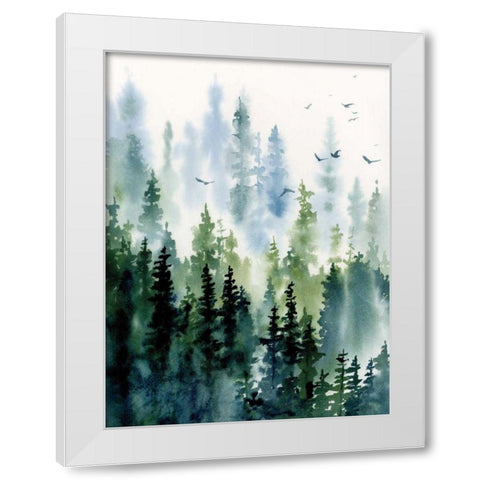 Treeline White Modern Wood Framed Art Print by Pete, Katrina