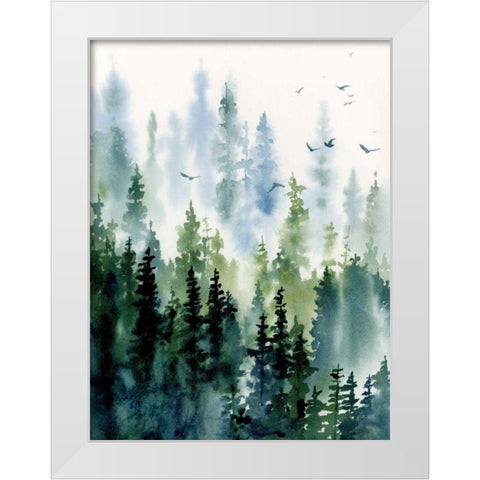 Treeline White Modern Wood Framed Art Print by Pete, Katrina