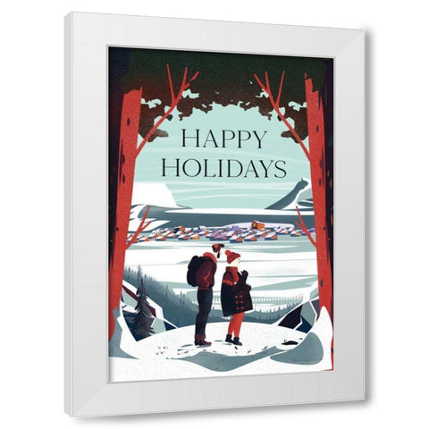 Happy Holidays White Modern Wood Framed Art Print by Escalante, Omar
