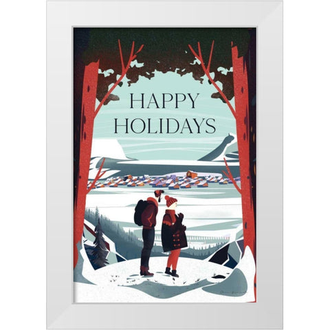 Happy Holidays White Modern Wood Framed Art Print by Escalante, Omar