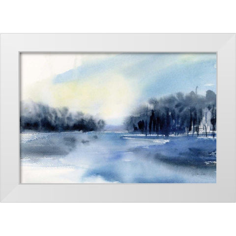 Winter River White Modern Wood Framed Art Print by Pete, Katrina