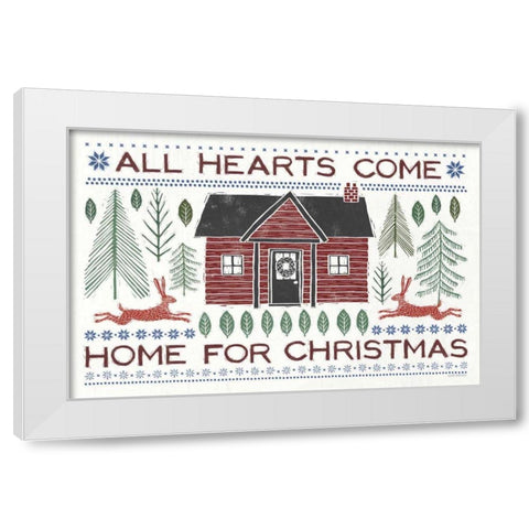 Woodcut Wonderland I Red White Modern Wood Framed Art Print by Marshall, Laura