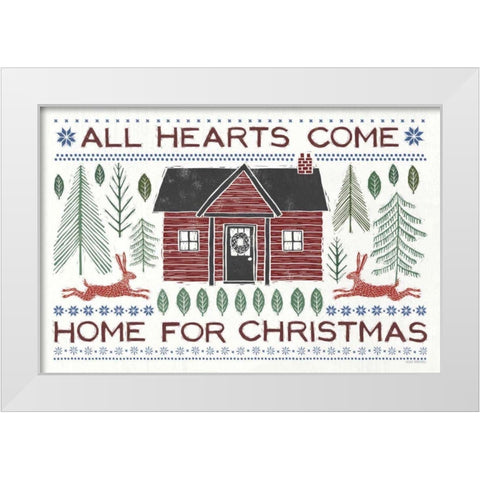 Woodcut Wonderland I Red White Modern Wood Framed Art Print by Marshall, Laura
