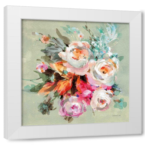 Windblown Blooms I White Modern Wood Framed Art Print by Nai, Danhui