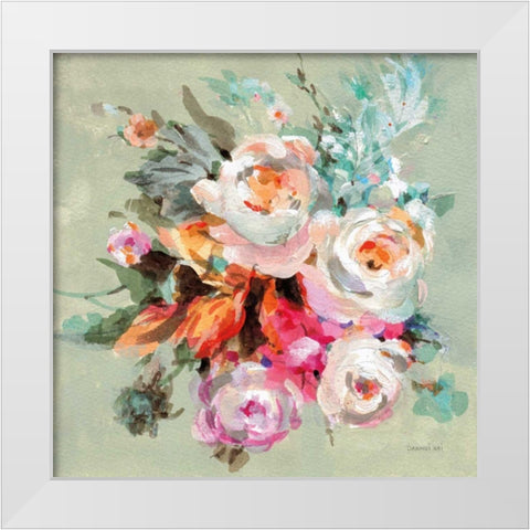 Windblown Blooms I White Modern Wood Framed Art Print by Nai, Danhui