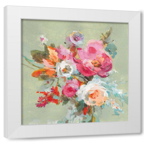 Windblown Blooms II White Modern Wood Framed Art Print by Nai, Danhui